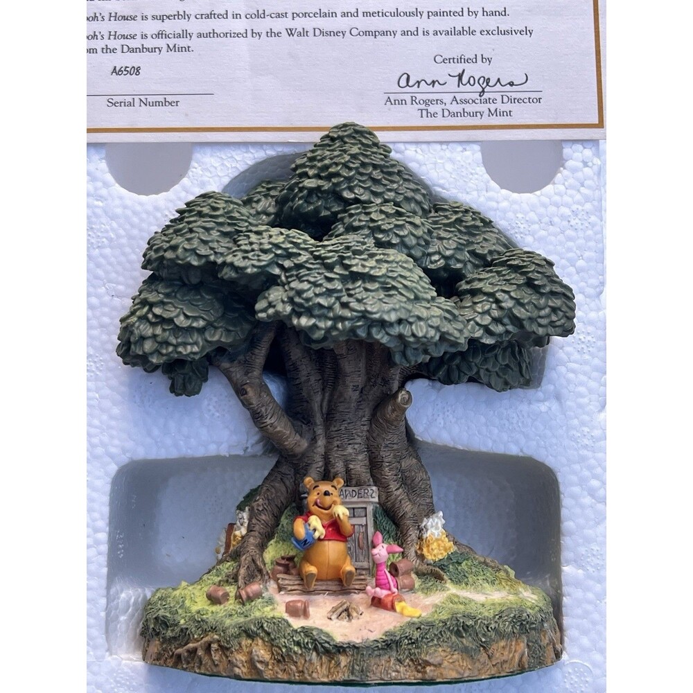 Danbury Mint Pooh’s House Winnie The Pooh Cold Cast Porcelain w/ Box COA MINT